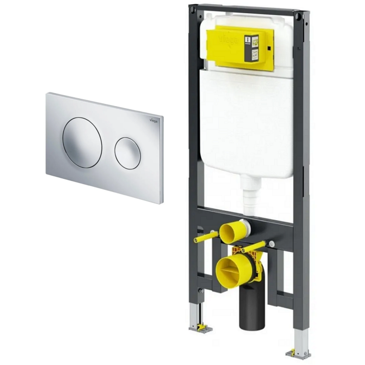 Viega 藏牆式水箱系統貼牆式座廁專用組合 - Visign for Style 20 沖水面板 (鍍鉻色) + Prevista 藏牆式水箱系統連支架 (86101CP+8523)